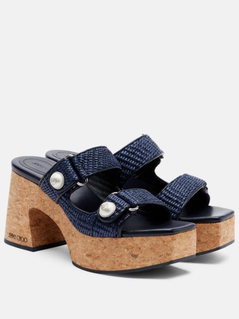 Fayence raffia-effect platform sandals