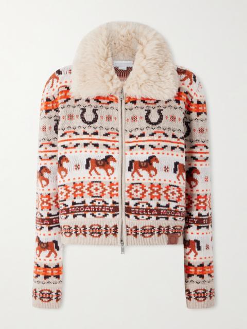 Cropped Jacquard-knit Wool Cardigan