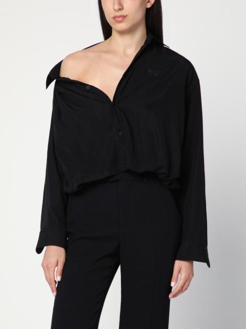 One-shoulder black shirt in poplin