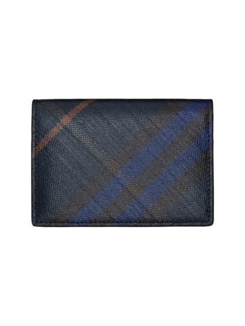 Navy Check Folding Card Holder