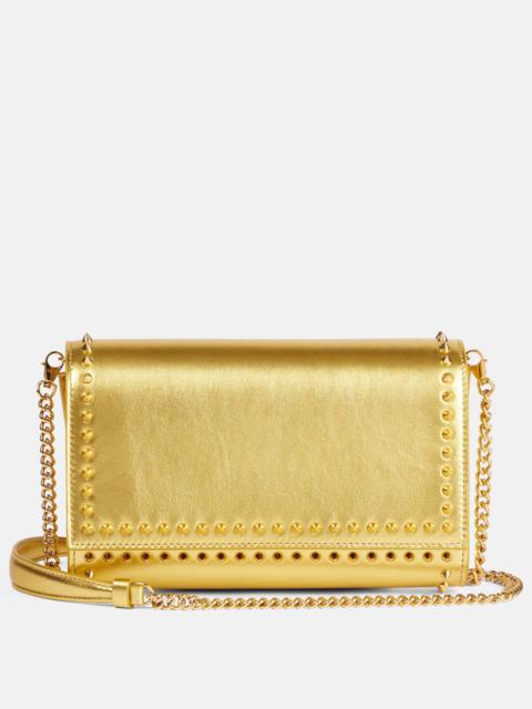 Paloma spiked metallic leather clutch