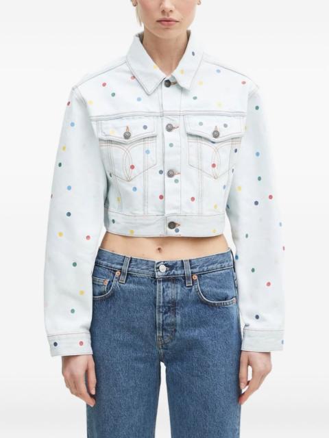 polka-dot denim jacket