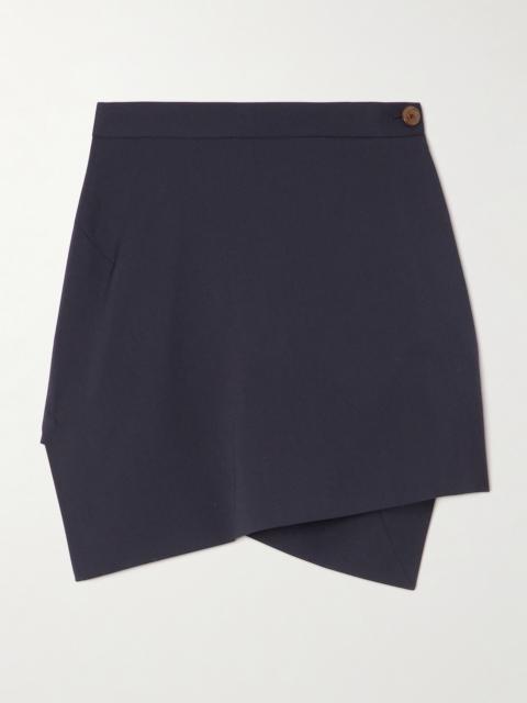 Infinity Asymmetric Wool-twill Mini Wrap Skirt