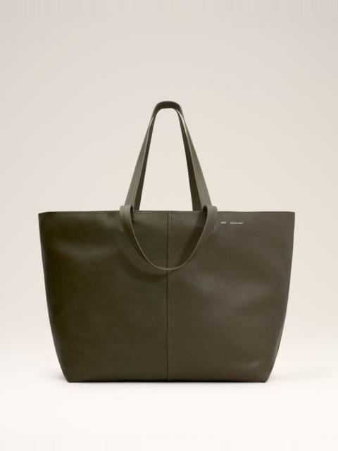 GREEN LEATHER MIDI MAXI TOTE BAG