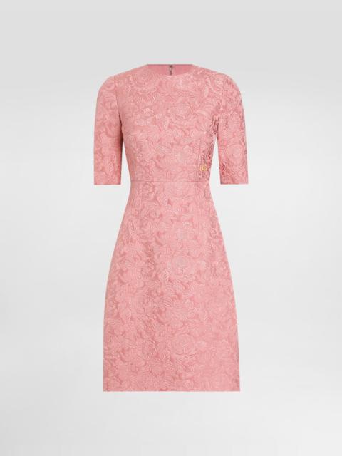 Fit-and-flare midi dress in floral jacquard