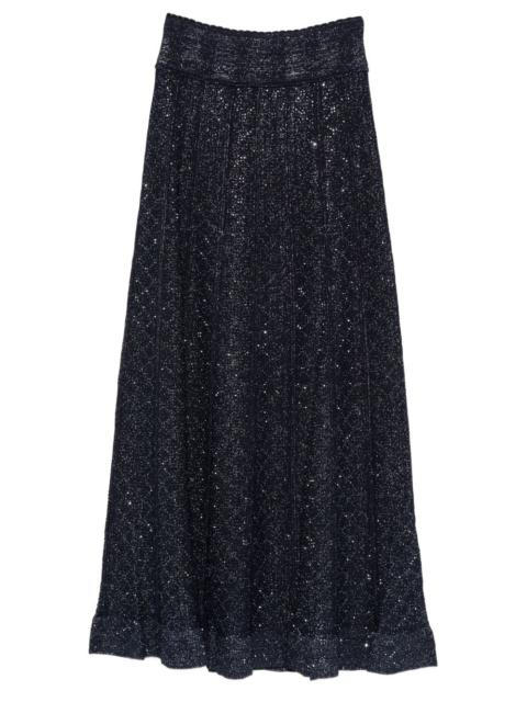 textured strass abstract knitted skirt