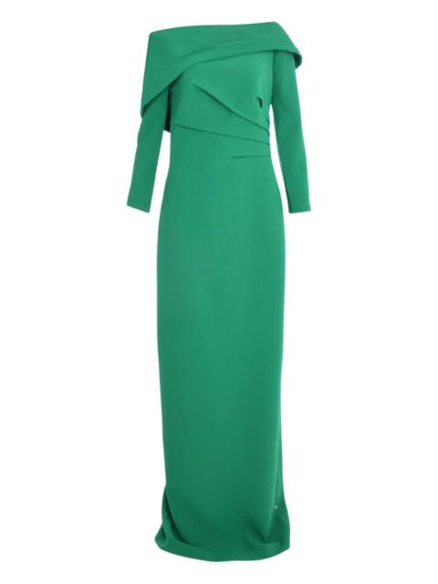 asymmetric drape long sleeve dress