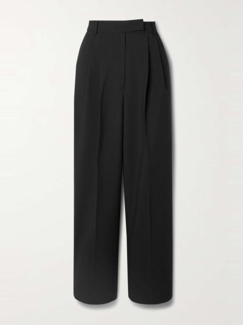 Bea pleated crepe straight-leg pants