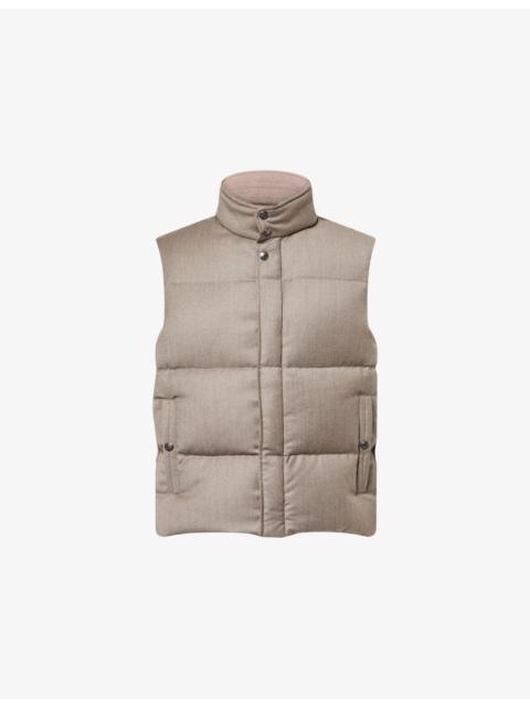 High-Neck Relaxed-Fit Wool And Cashmere-Down Gilet