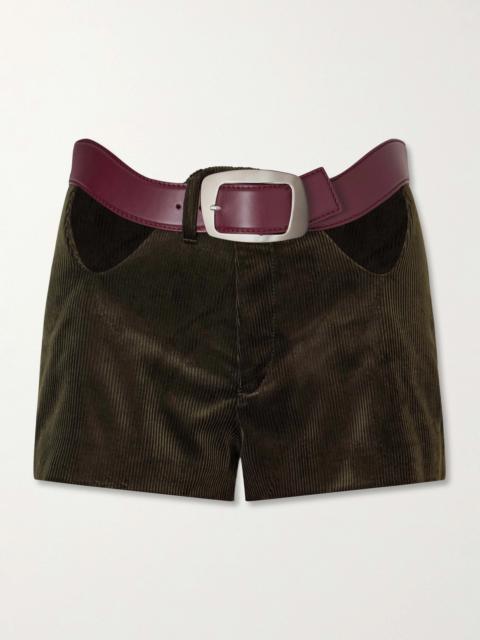 Cut-out Cotton-corduroy Shorts