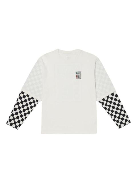 Vans Spaced Out Logo Checker Pearl Long Sleeve T-Shirt 'White Black' VN000GNWFS8