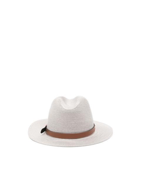 brim-belt fedora hat