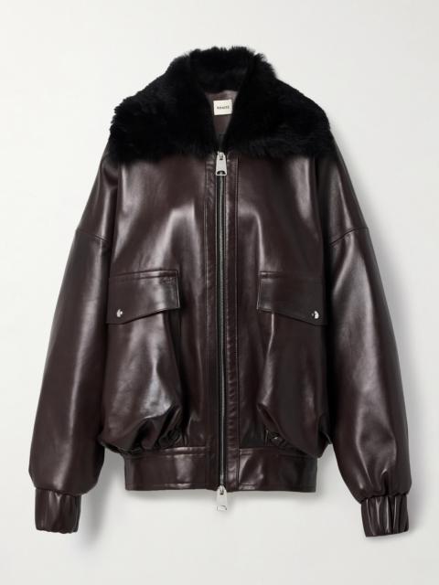 Daemon Oversized Shearling-trimmed Leather Jacket