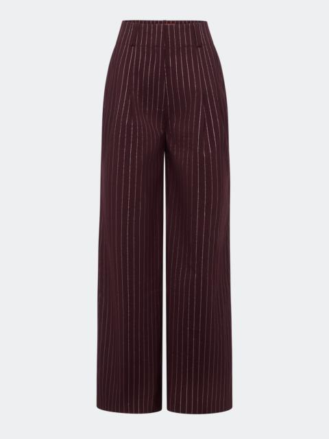 Bloo Pinstripe Pant In Bordeaux Metallic Pinstripe