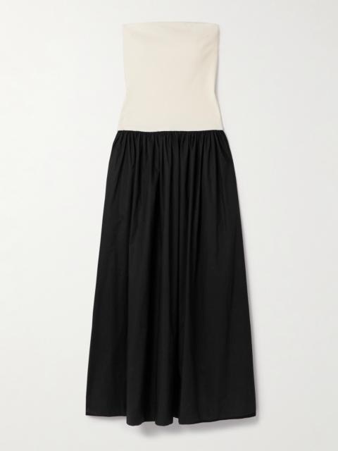 Duo Strapless Stretch-knit And Organic Cotton-poplin Maxi Dress