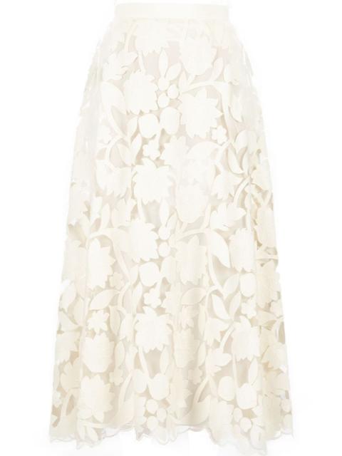 tulle embroidered midi skirt