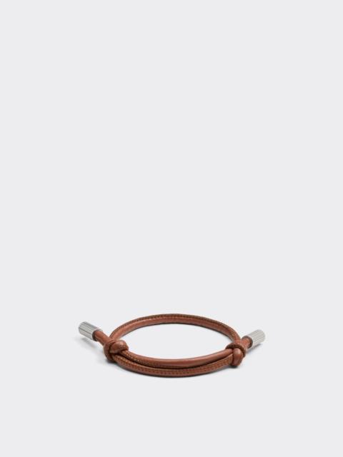 Tubular leather bracelet with engraved Prancing Horse