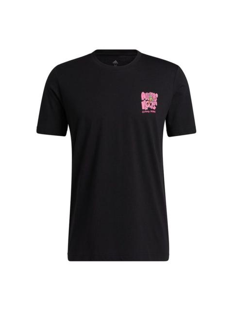 adidas Lil Stripe Boba Funny Printing Logo Basketball Sports Short Sleeve Black HB5486