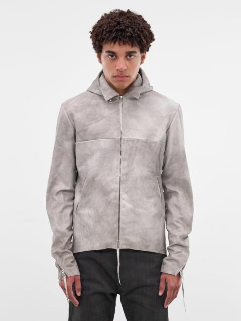 4-Pocket Detachable Hood Leather Jacket