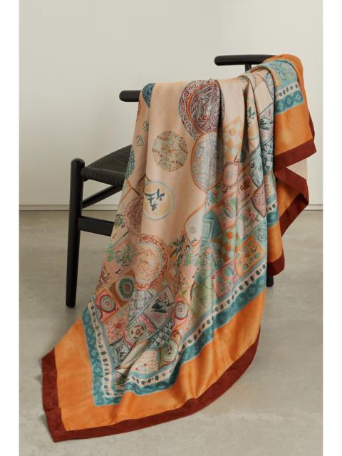 Suede-trimmed Brushed-cashmere Throw