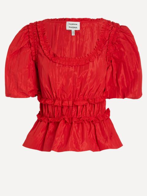 Everlyn Red Taffeta Blouse