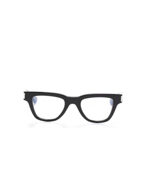 geometric-frame glasses