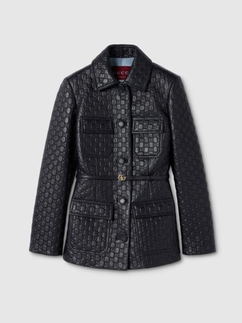 Embossed GG leather jacket