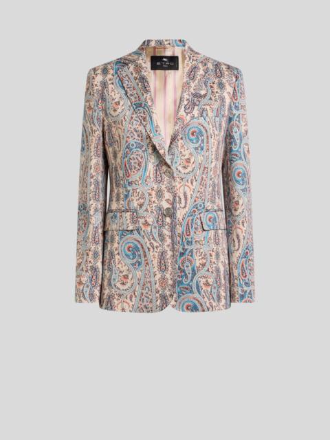 SINGLE-BREASTED COTTON-BLEND JACQUARD JACKET WITH PAISLEY FOLIAGE MOTIF