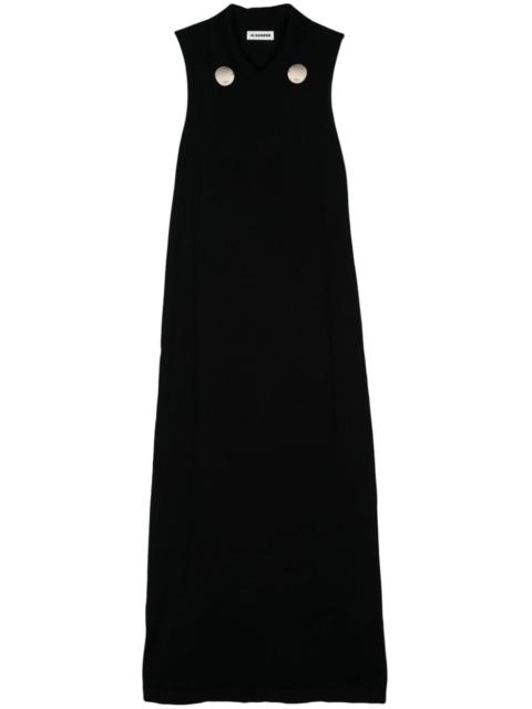 spread-collar wool maxi dress