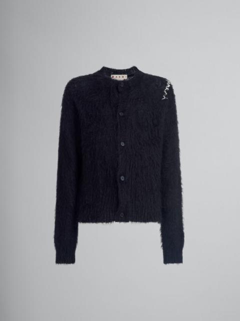 BLACK BRUSHED MOHAIR CARDIGAN