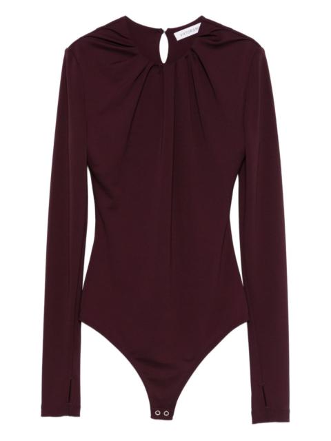 draped-neckline bodysuit