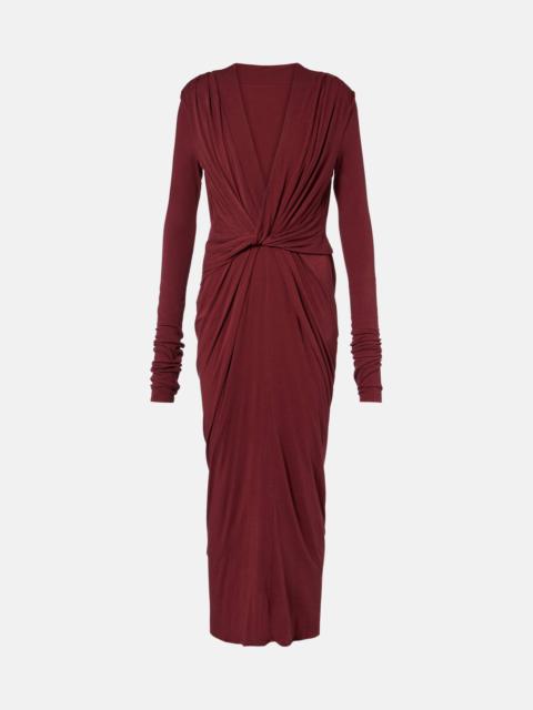 Gathered cotton-blend jersey maxi dress