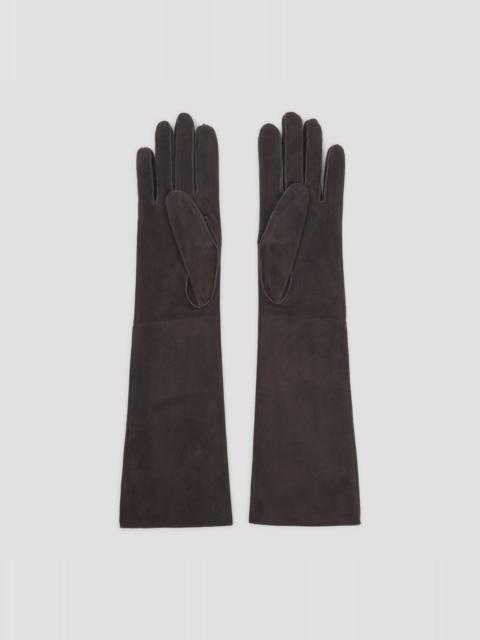 Lanvin Long Slim Gloves Brown Leather