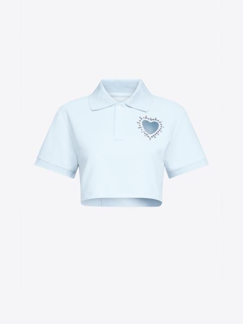 CRYSTAL HEART CUTOUT CROPPED POLO