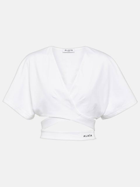 Logo cotton jersey crop top