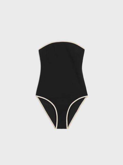 Stripe edge strapless swimsuit black