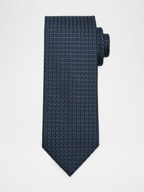 Men's Woven Micro-Geometric Silk Tie