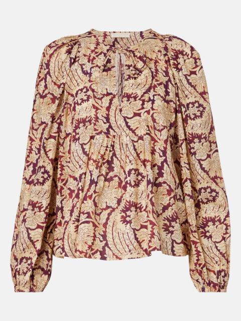 Brea printed cotton-blend blouse