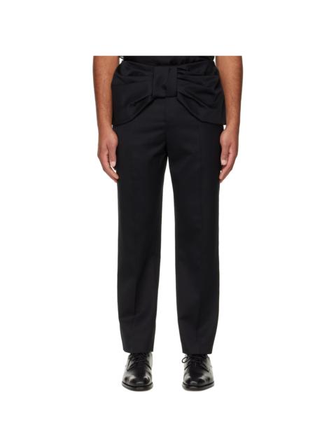 Black Bow Waist Straight Leg Trousers