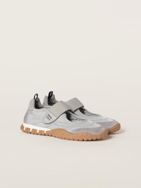 Tyre technical fabric and suede ballerinas