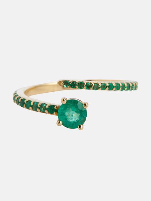 Grass Seed 18kt yellow gold ring with emeralds