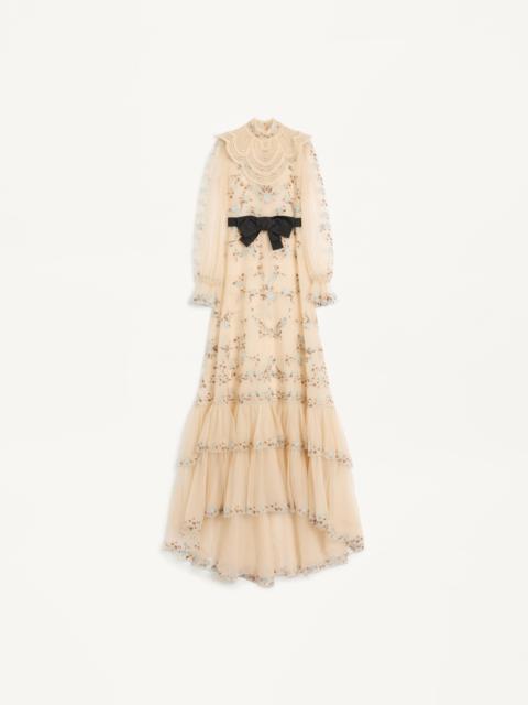 LONG DRESS IN EMBROIDERED ORGANZA