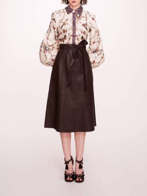 FAUX LEATHER POPLIN MIDI DRESS