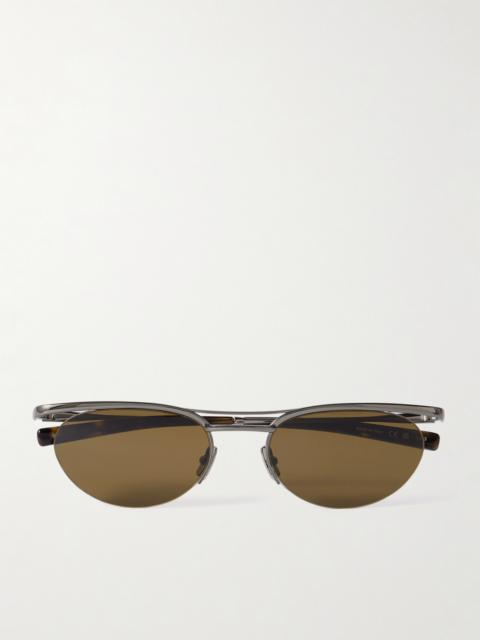Oval-frame Silver-tone Sunglasses