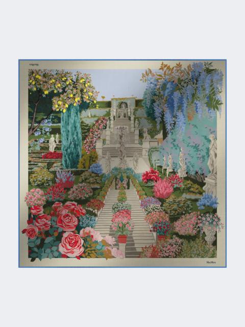 Oversized scarf in printed silk and wool - IVORY