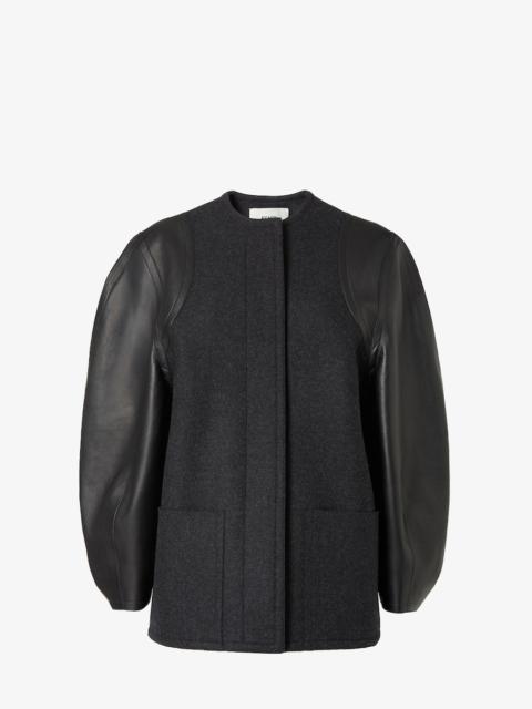 Blouson Gray wool and leather jacket