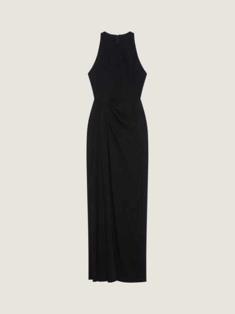 DRAPED HALTERNECK EVENING DRESS IN CREPE CADY