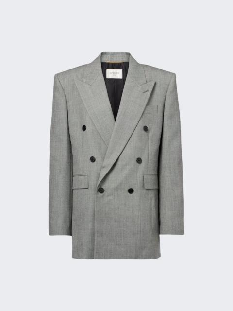 Double Breasted Cool Wool Jacket Light Grey