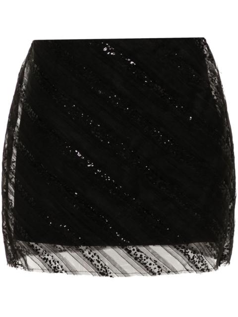 tulle-overlay mini skirt