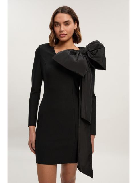 Figure Form Bandage Taffeta Bow Knit Mini Dress